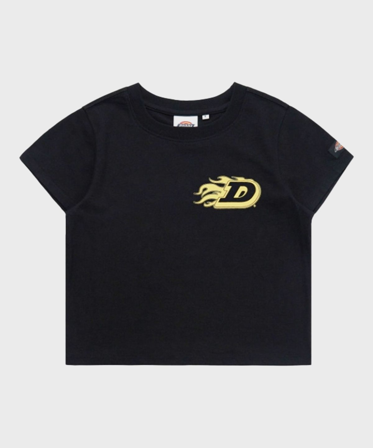 디키즈(DICKIES) 미니 플레임 D 크롭 티셔츠 Black