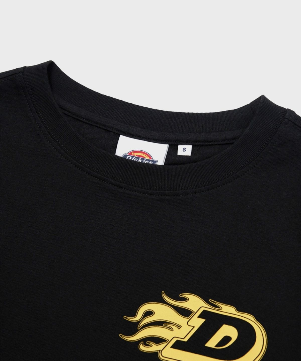 디키즈(DICKIES) 미니 플레임 D 크롭 티셔츠 Black
