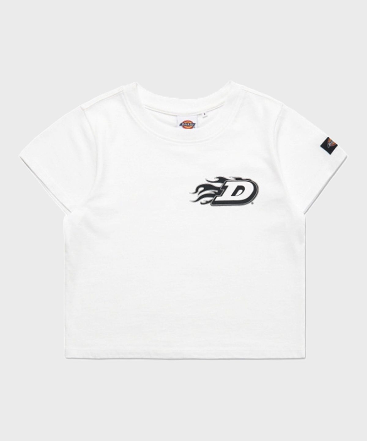 디키즈(DICKIES) 미니 플레임 D 크롭 티셔츠 White