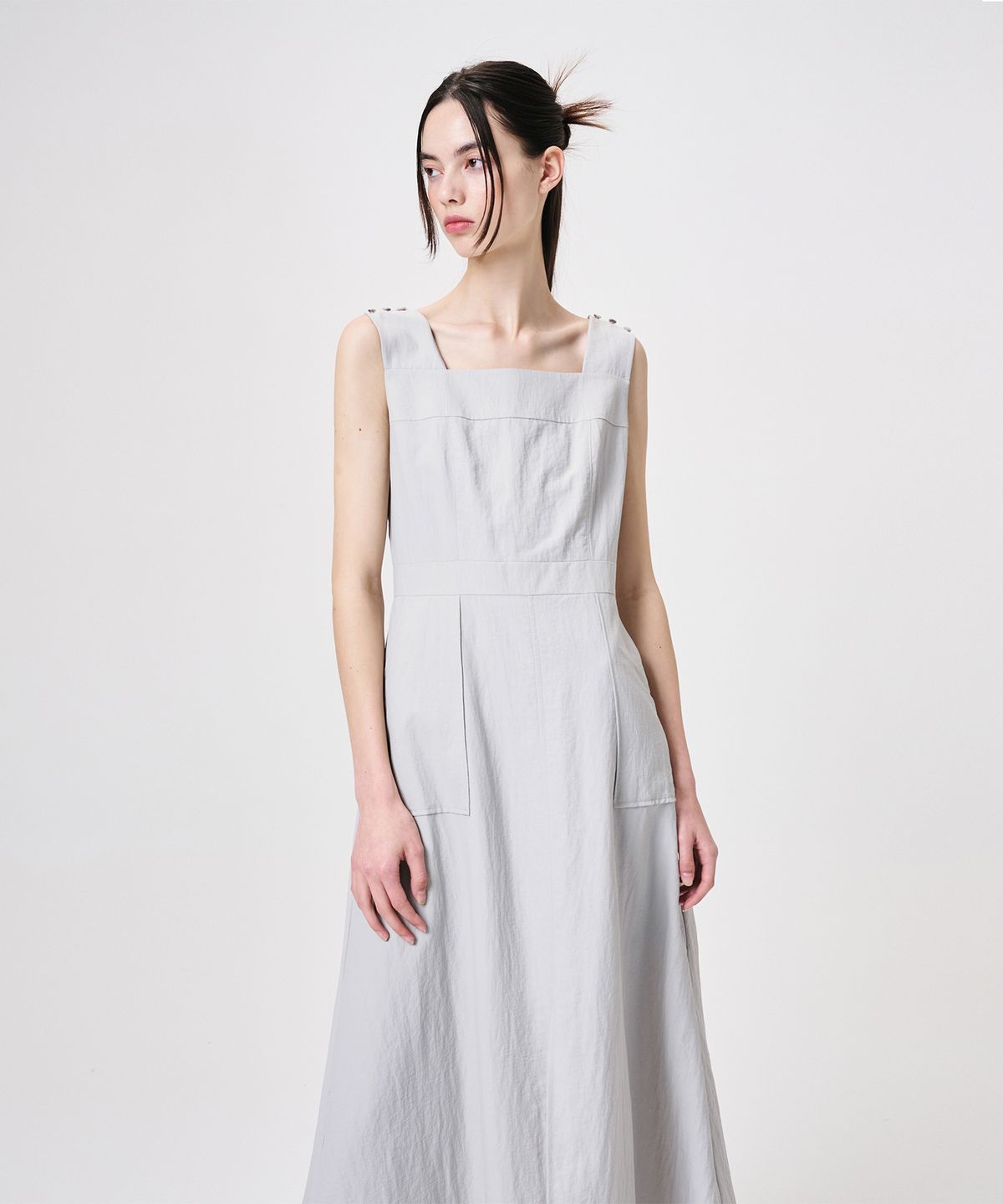 에트몽(ETMON) Shoulder Button Sleeveless Dress, Light Blue