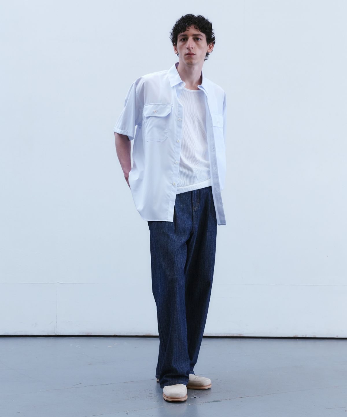 포트너스(FOTTNERS) Light Two Tuck Wide Jeans (Raw Indigo)