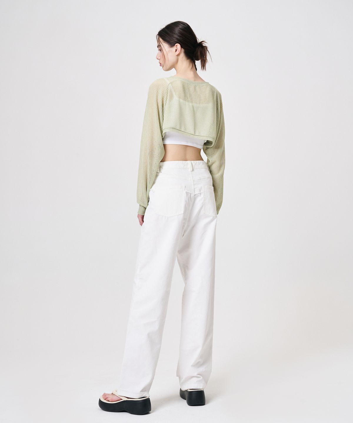 에트몽(ETMON) Strap Bolero Cardigan, Light Green