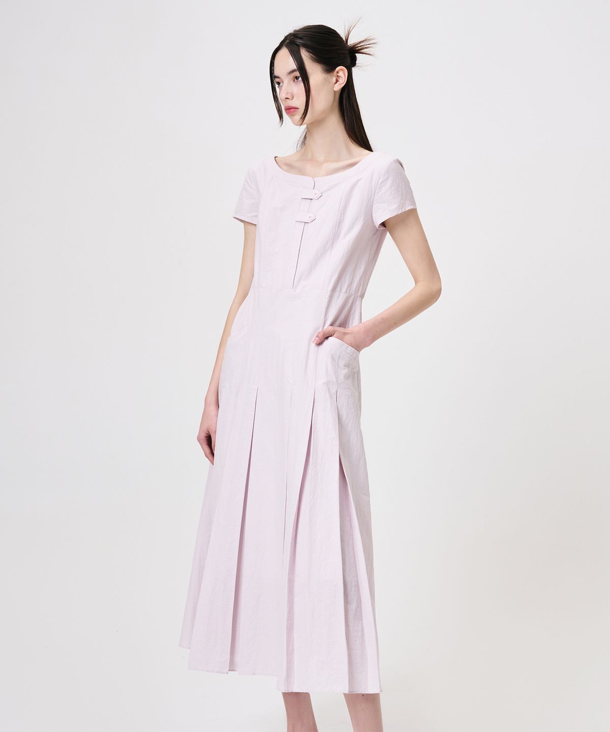 에트몽(ETMON) Linen Pleats Dress, Lavender Pink