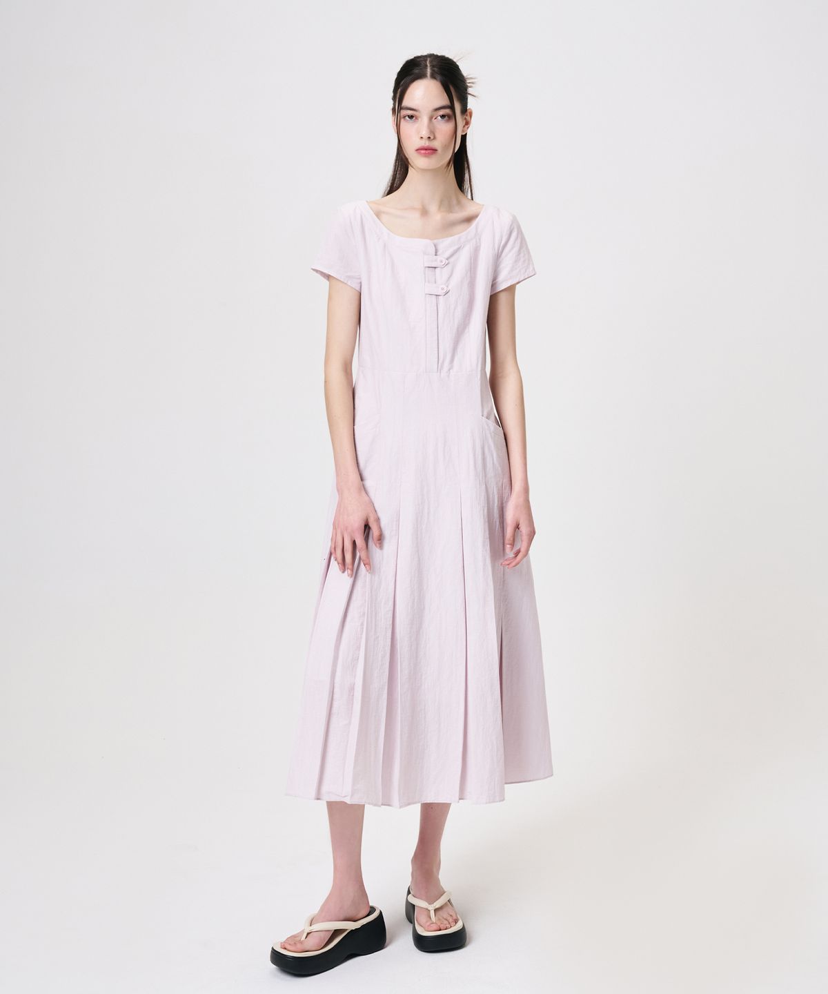 에트몽(ETMON) Linen Pleats Dress, Lavender Pink
