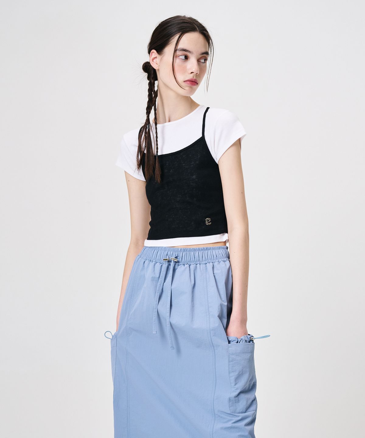 에트몽(ETMON) Back Strap Sleeveless Top, Black