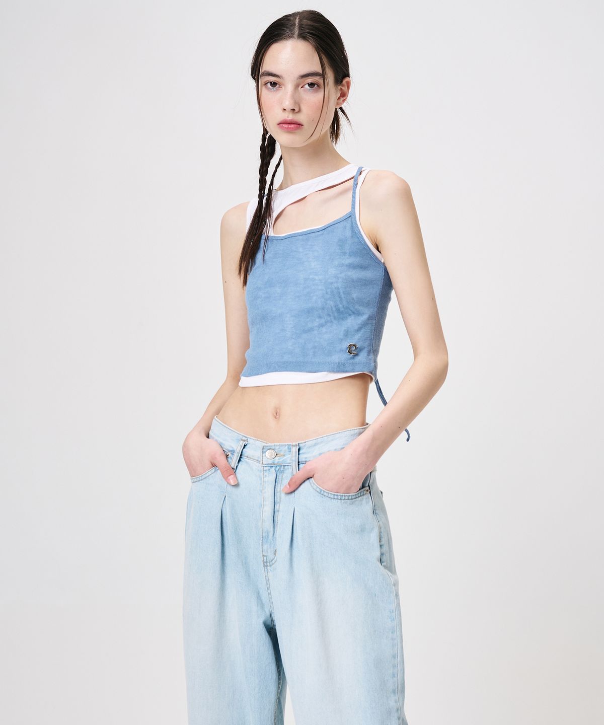에트몽(ETMON) Back Strap Sleeveless Top, Blue