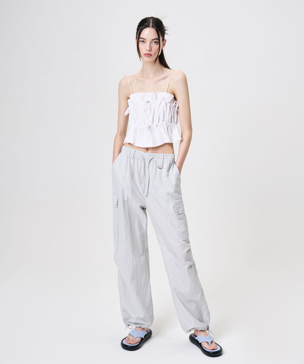 에트몽(ETMON) Shirring Stopper Sleeveless Blouse, White