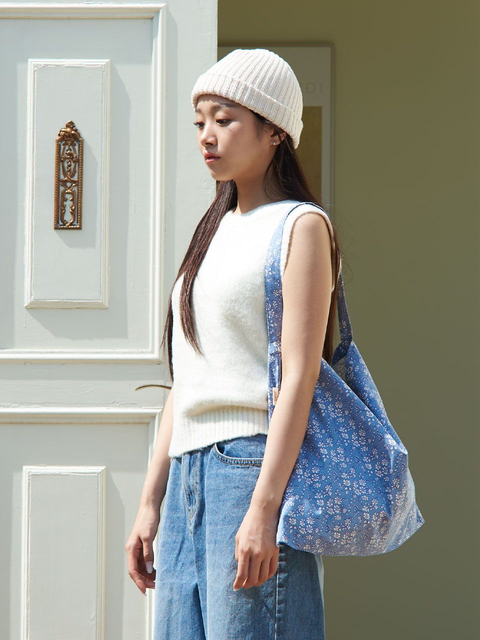 maison creme☆Floral eco bag MUSINSA | MAISON CREME Floral eco bag _ Blue