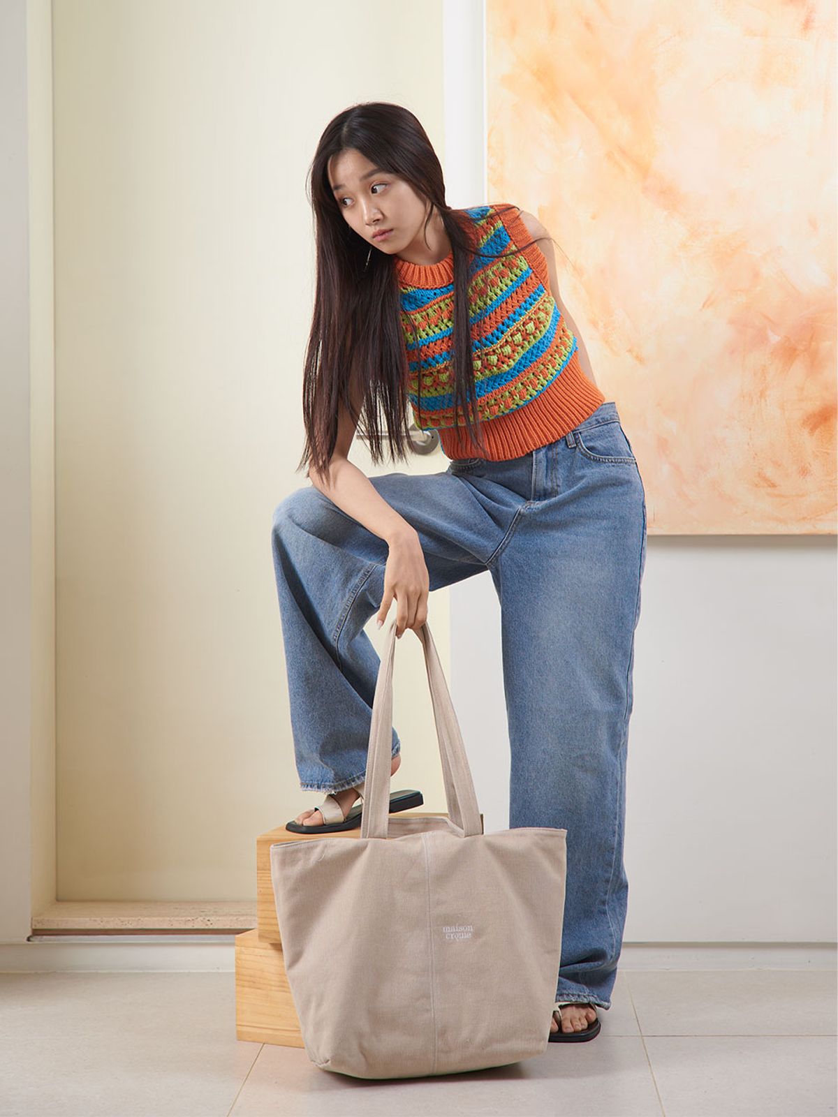 메종크렘(MAISON CREME) Reversible stitch bag _ Beige