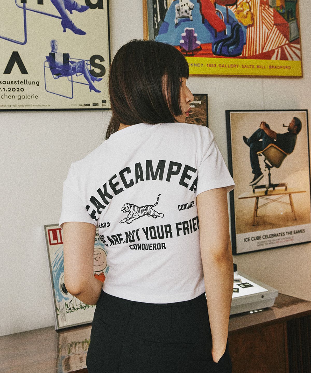 페이크캠퍼(FAKE CAMPER) 우먼스 여성 크롭 오리지널 빈티지 반팔티셔츠 [WHITE]