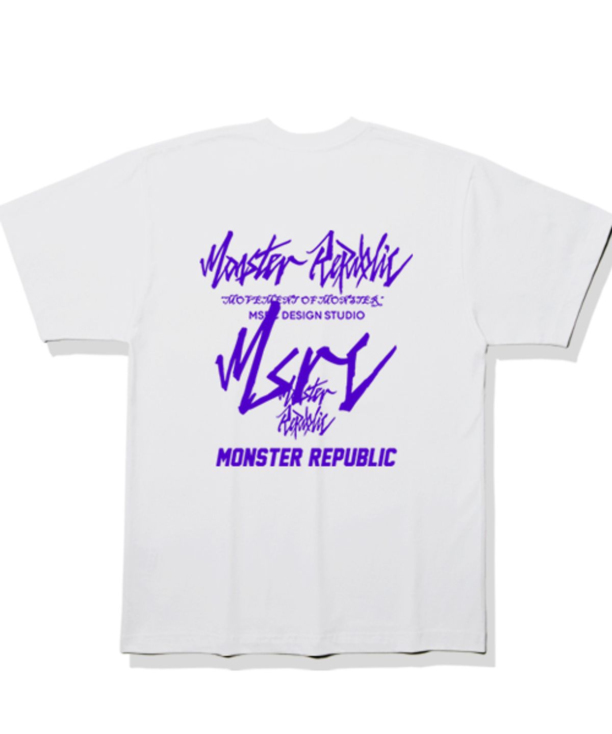 몬스터리퍼블릭(MONSTER REPUBLIC) 무브먼트 블루 레터링 화이트 티셔츠