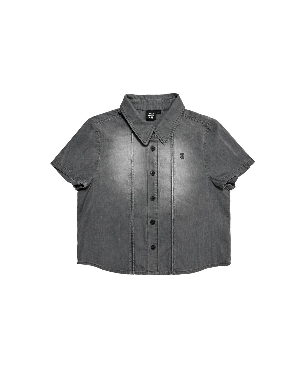 이우가마카라스(IUGAMAKARAS) Washed Denim Half Shirt (Gray)