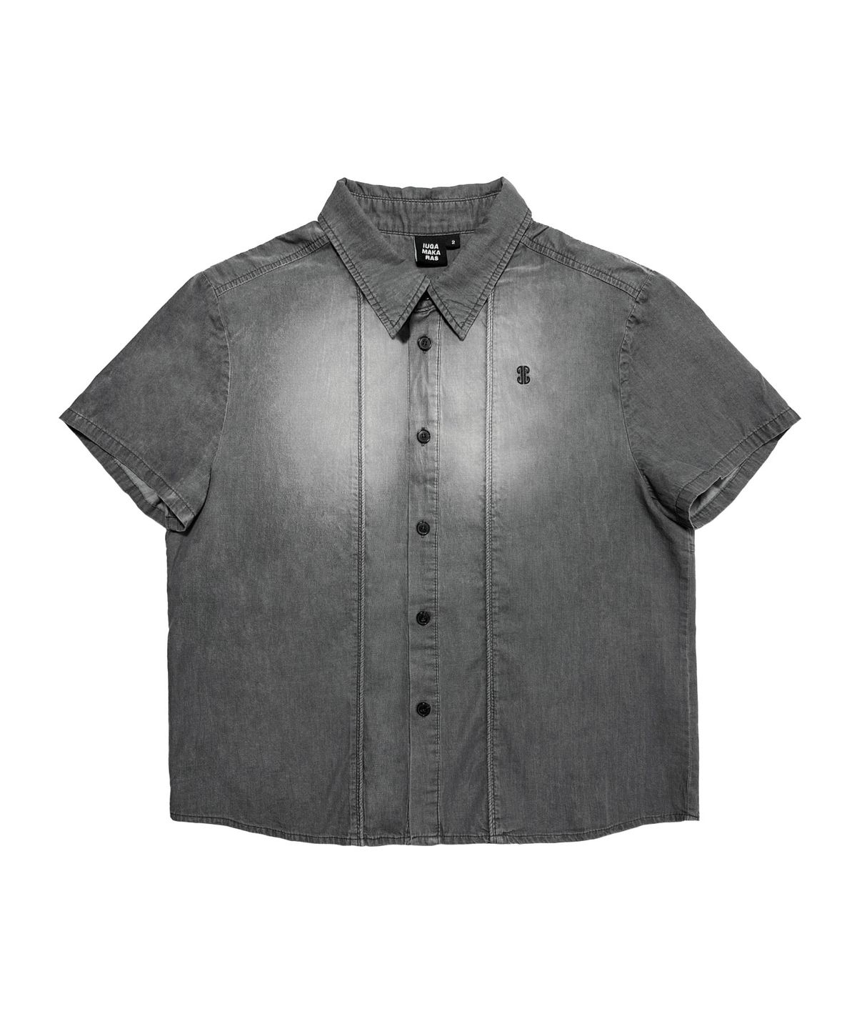 이우가마카라스(IUGAMAKARAS) Washed Denim Half Shirt (Gray)