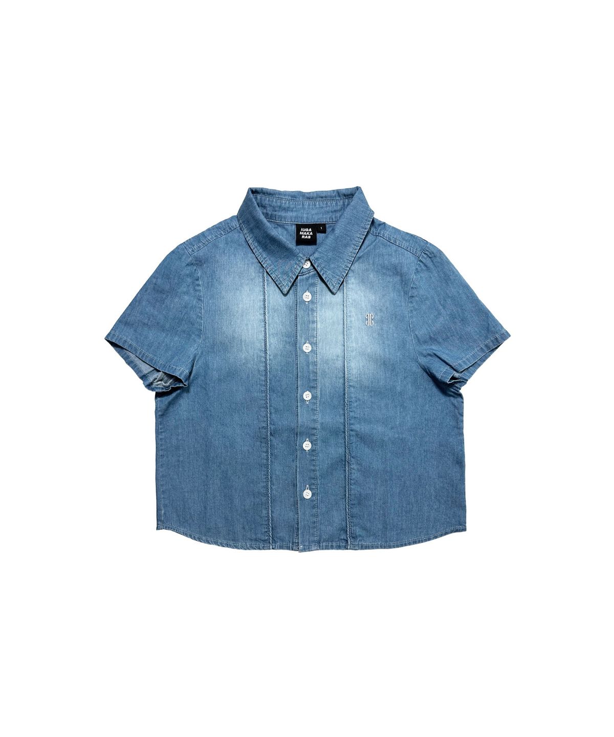 이우가마카라스(IUGAMAKARAS) Washed Denim Half Shirt (Blue)