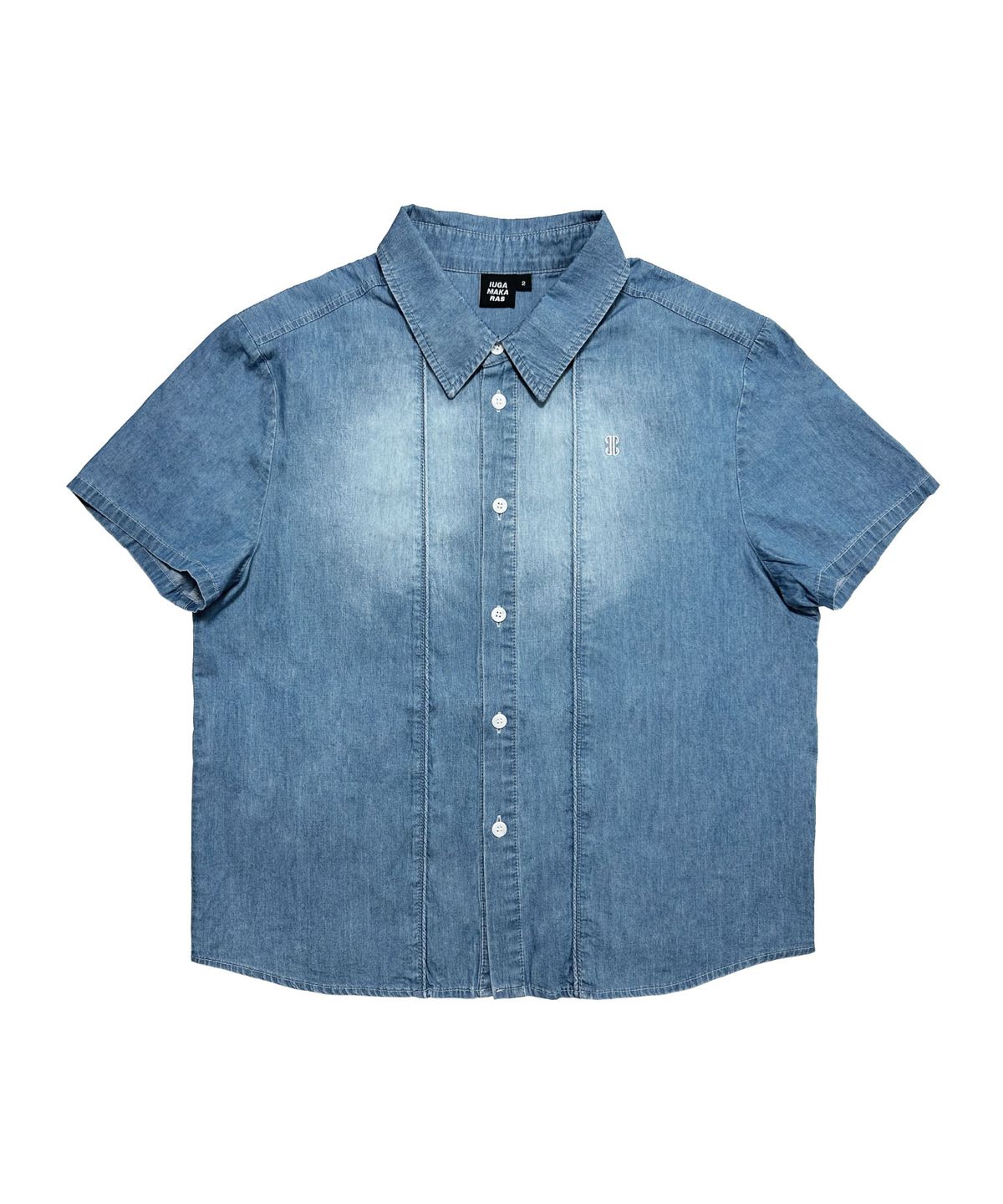 이우가마카라스(IUGAMAKARAS) Washed Denim Half Shirt (Blue)