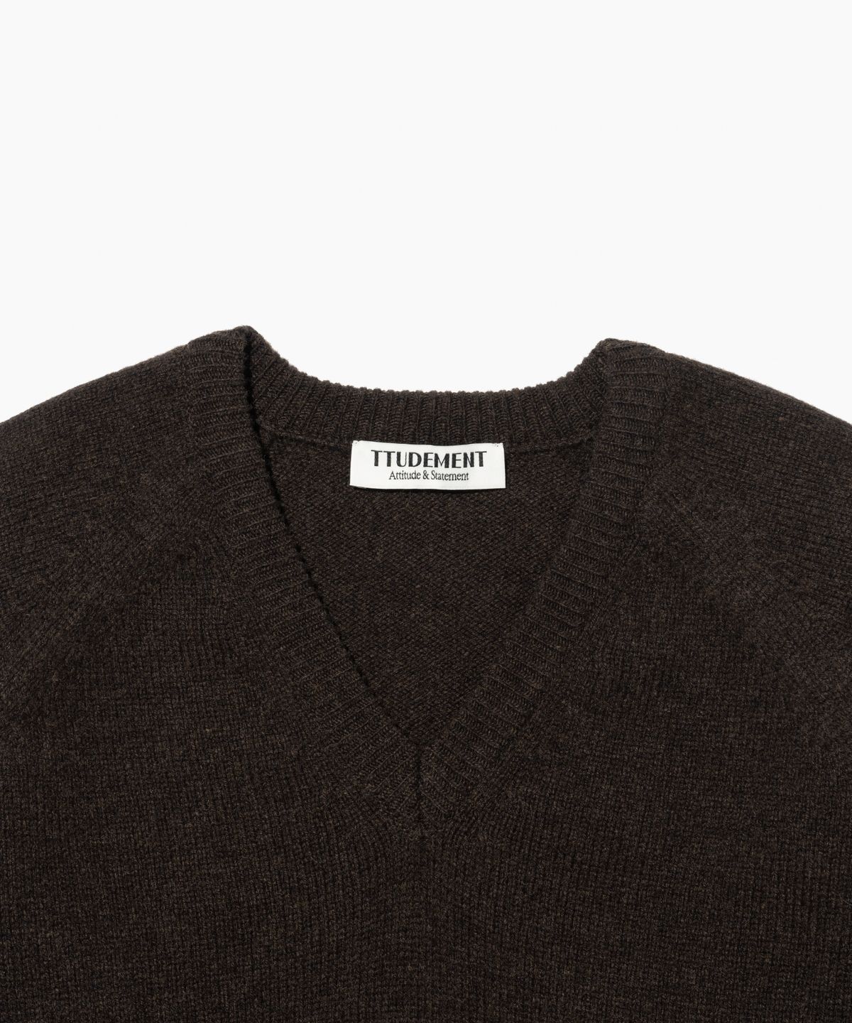 튜드먼트(TTUDEMENT) WOOL V-NECK KNIT PULLOVER BROWN