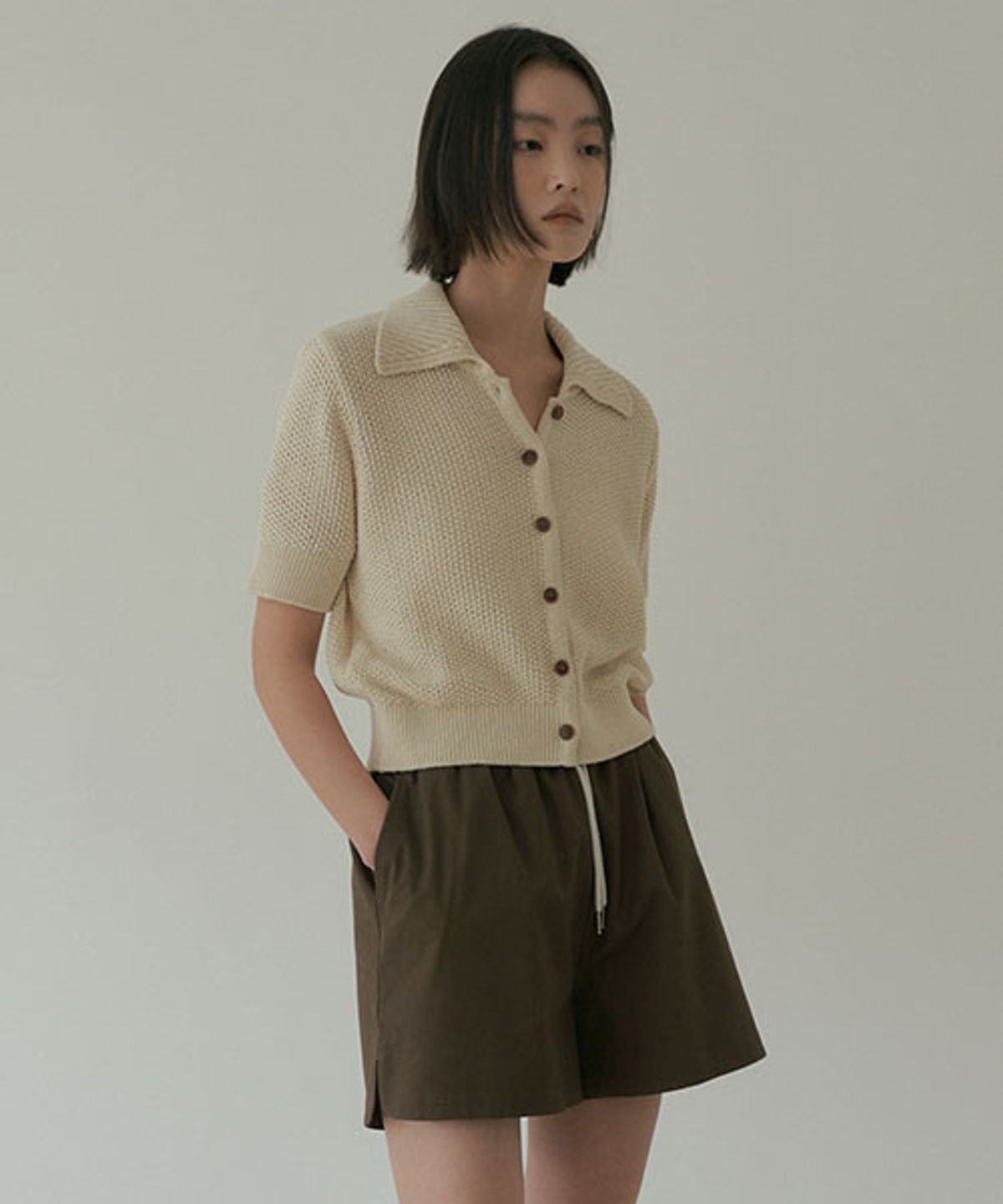 링서울(LINGSEOUL) half cotton banding pants-brown