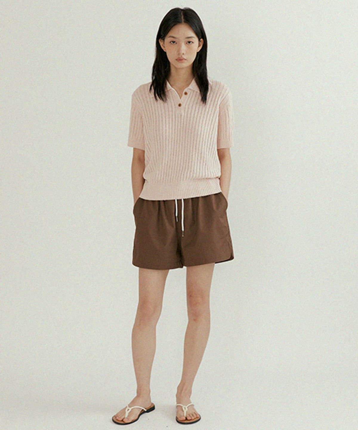 링서울(LINGSEOUL) half cotton banding pants-brown