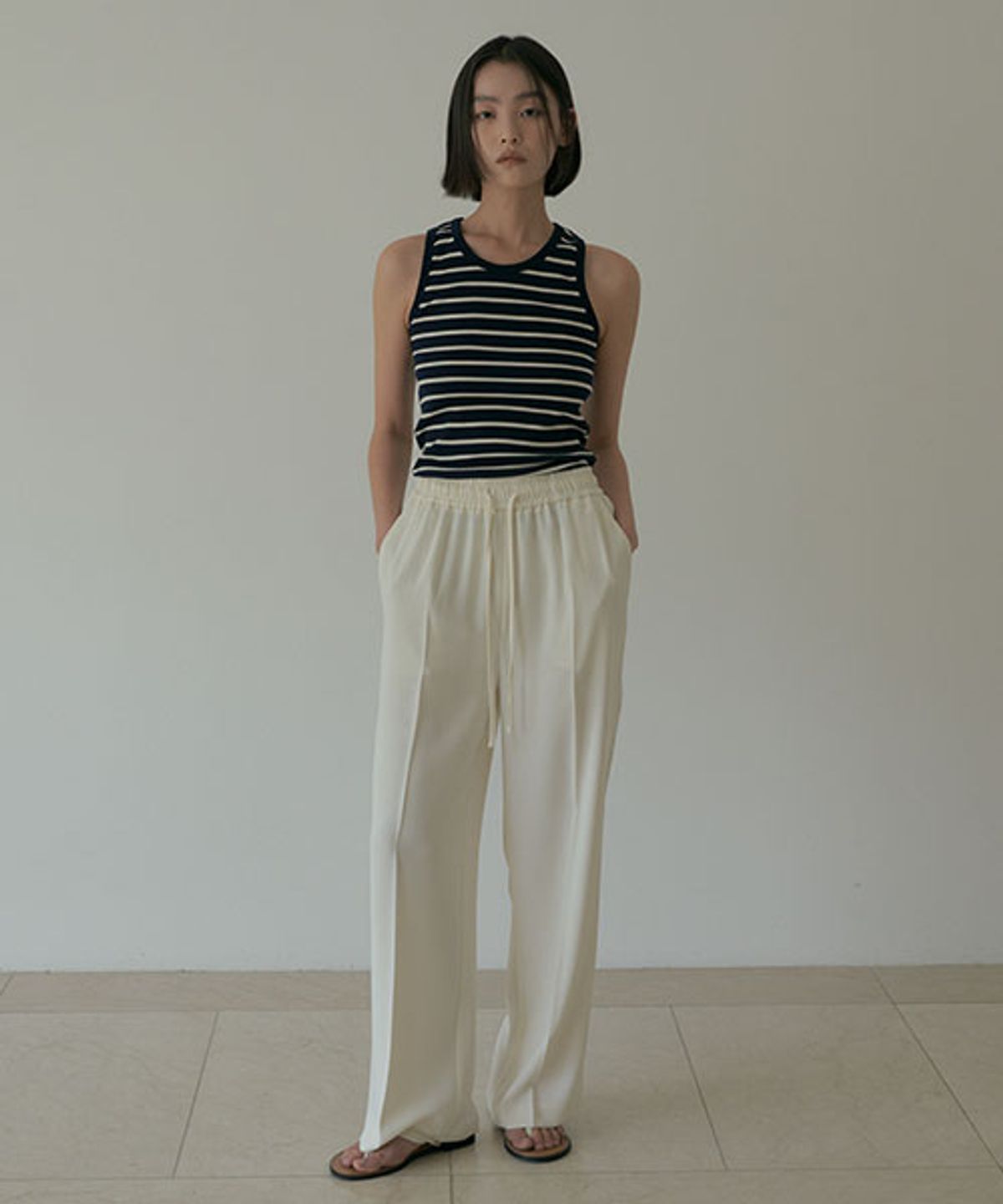 링서울(LINGSEOUL) relax banded pants-cream