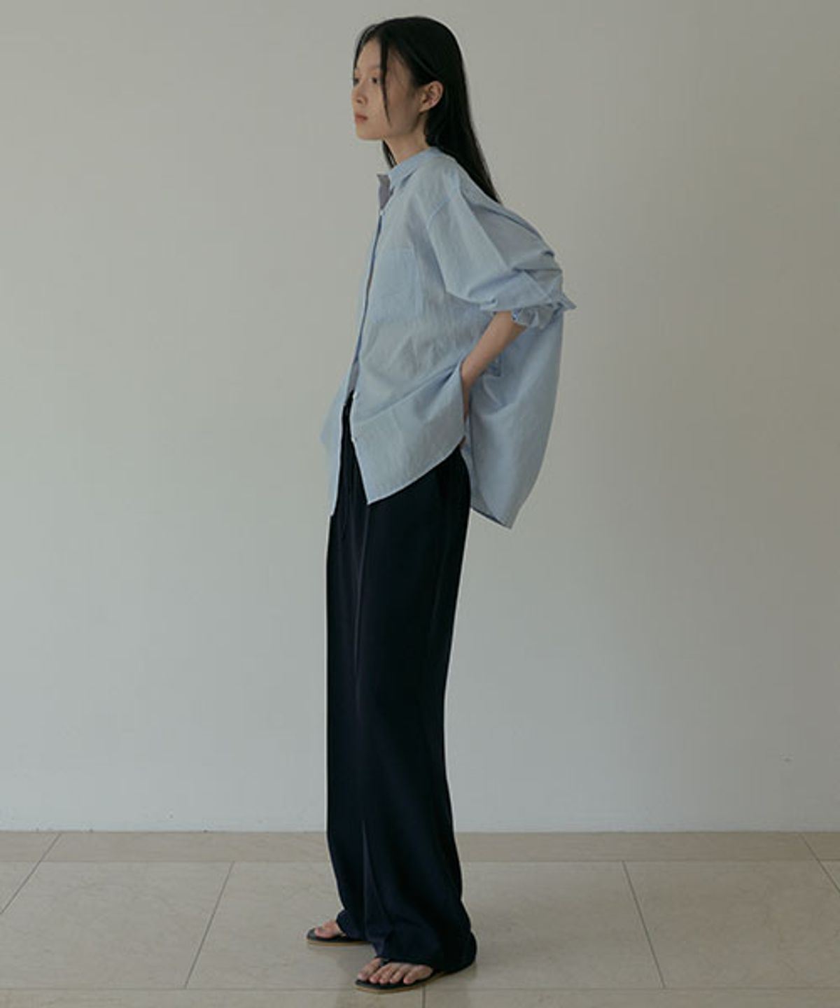 링서울(LINGSEOUL) relax banded pants-navy