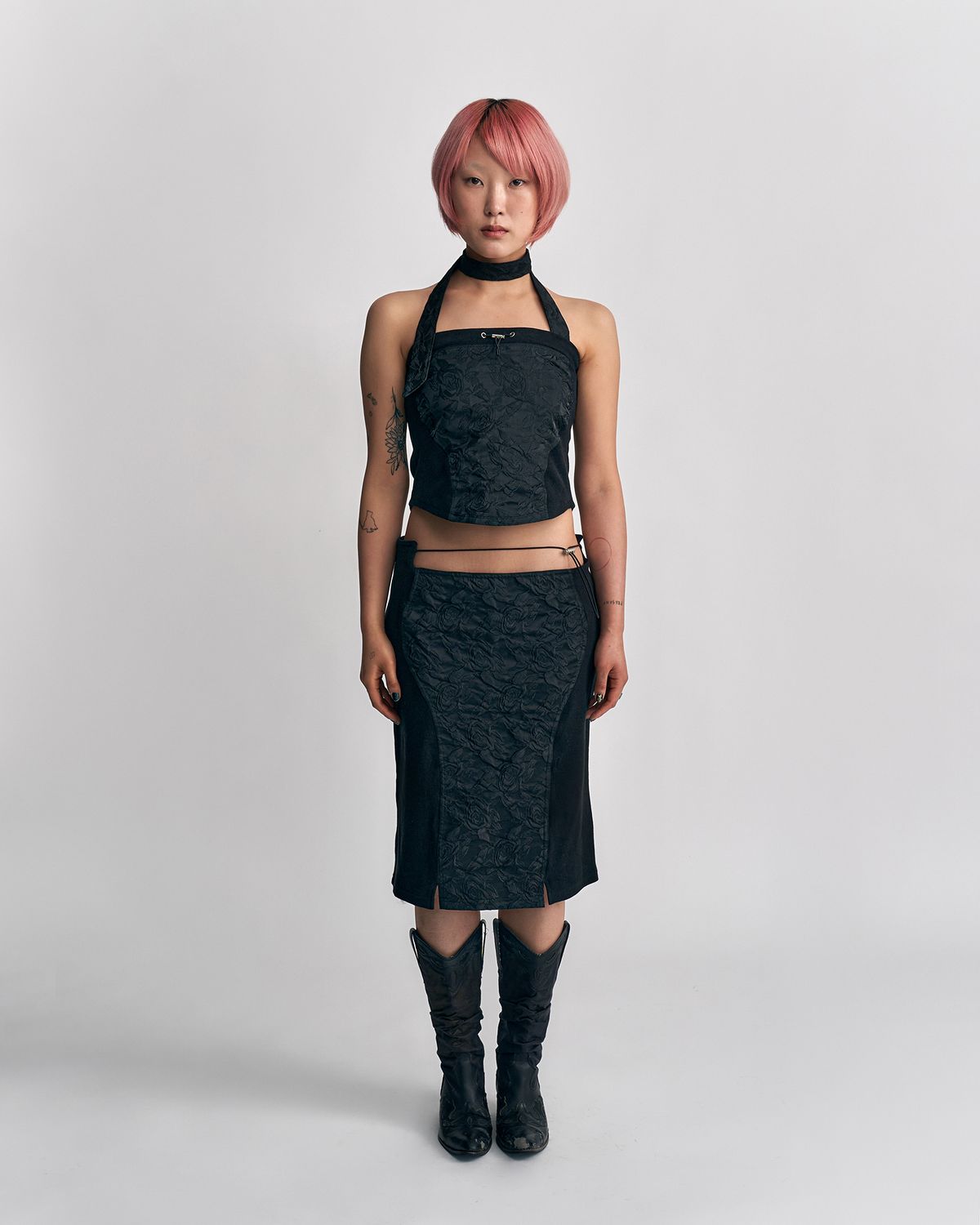 루루(RURU) JACQUARD STRING SKIRT [BLACK]