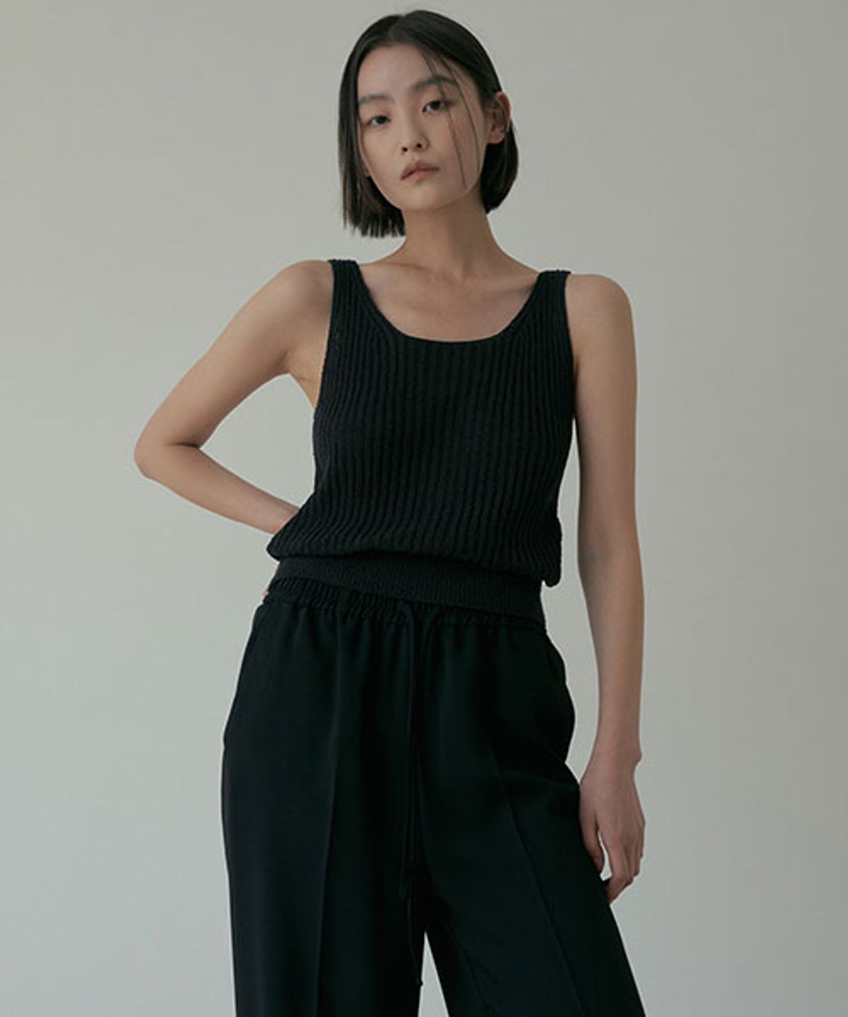 링서울(LINGSEOUL) relax banded pants-black