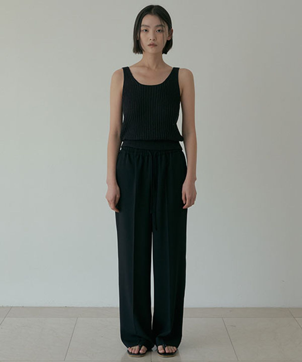 링서울(LINGSEOUL) relax banded pants-black