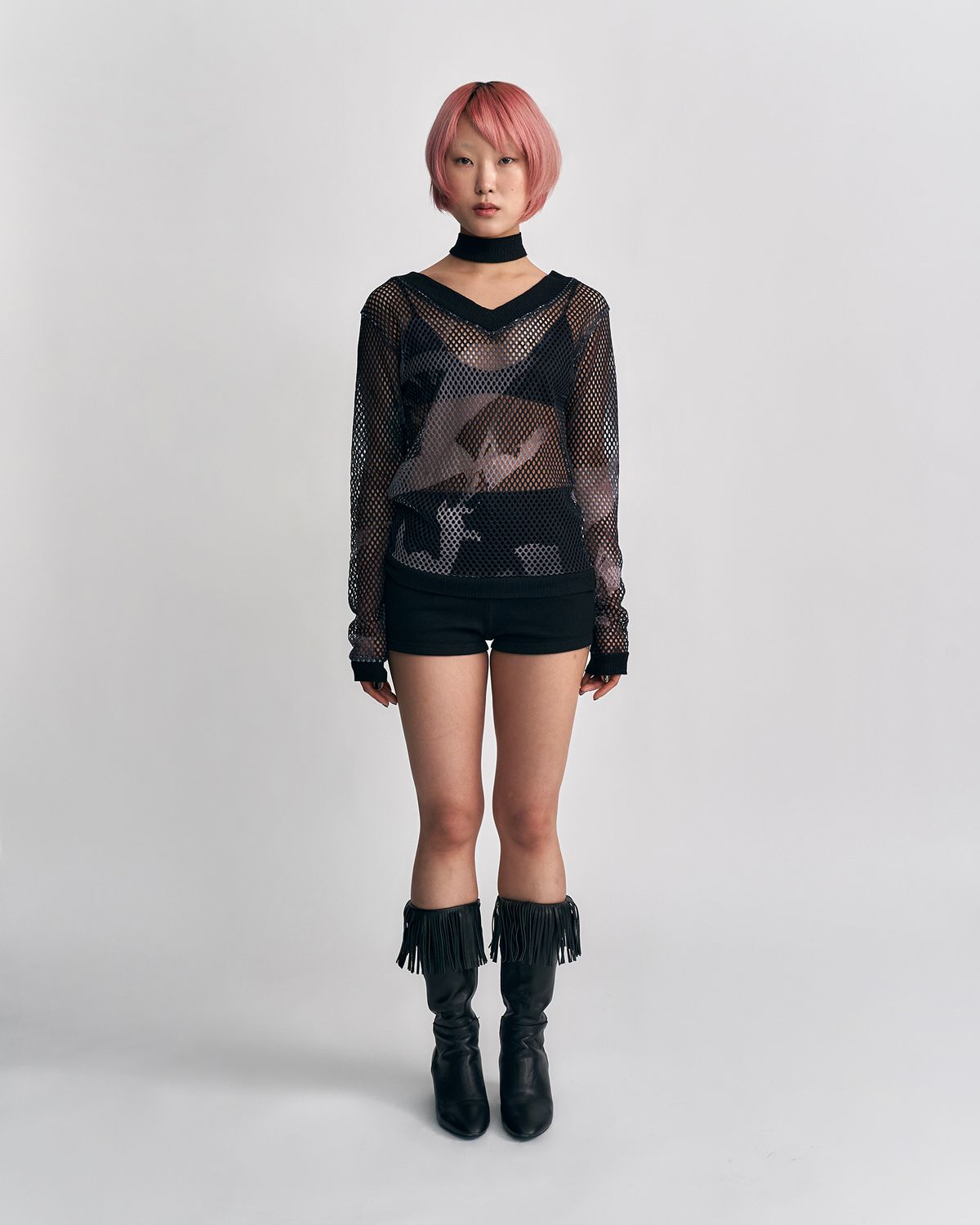 루루(RURU) SUMMER MESH CHOKER & KNIT [BLACK]