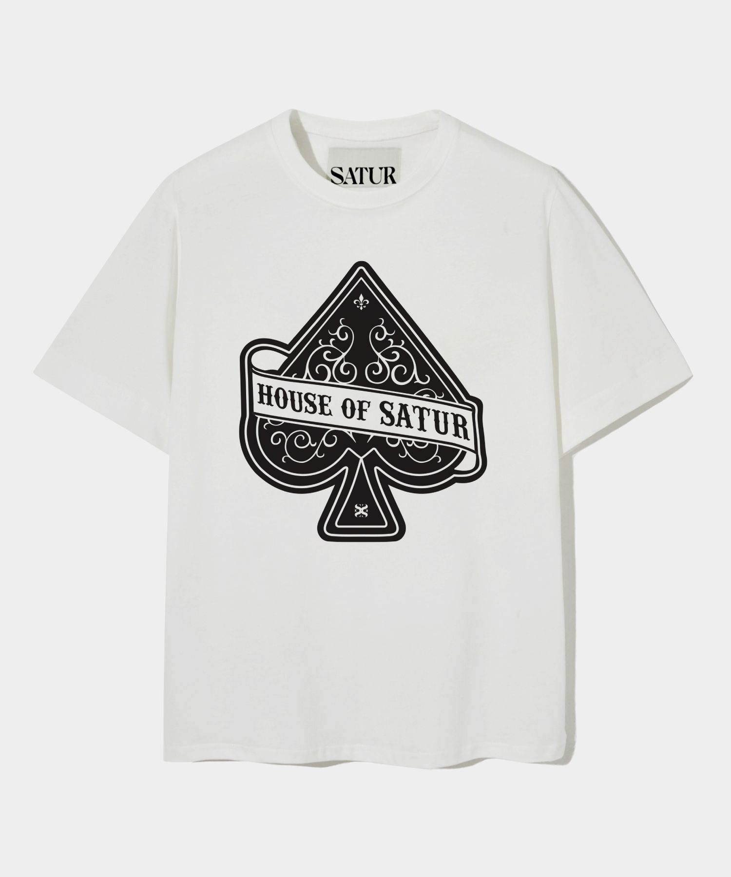 SATUR ロゴ入りホワイトTシャツ 韓国SATUR セター】(W) Satur Logo Voyage T-Shirts (SATUR/T