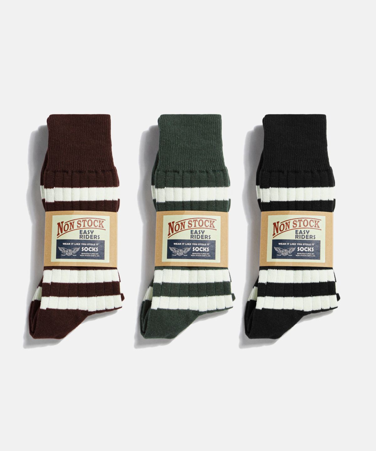 브론슨(BRONSON) Retro Striped Cotton Socks 3pack