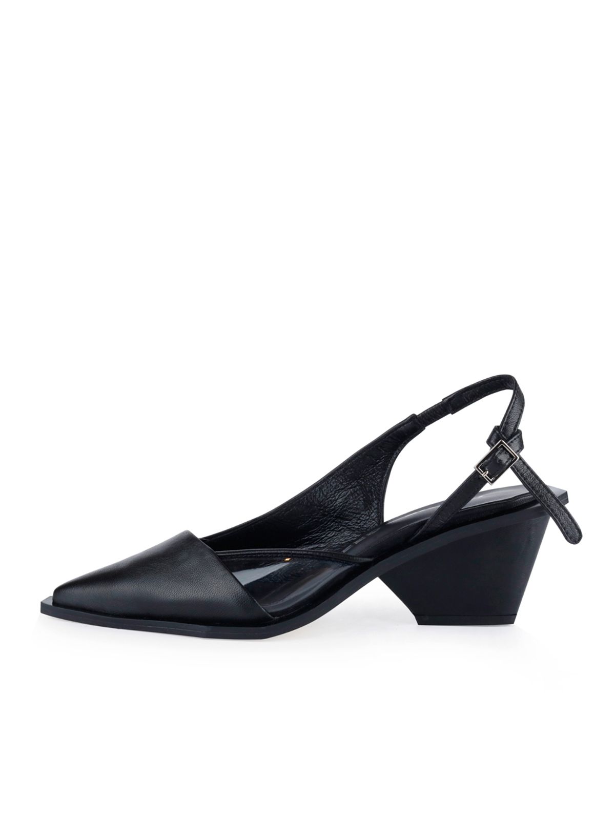 꼼므지(COMMEGEE) [BLACK LABEL] Asymmetric sling-back shoes / CG1011BK