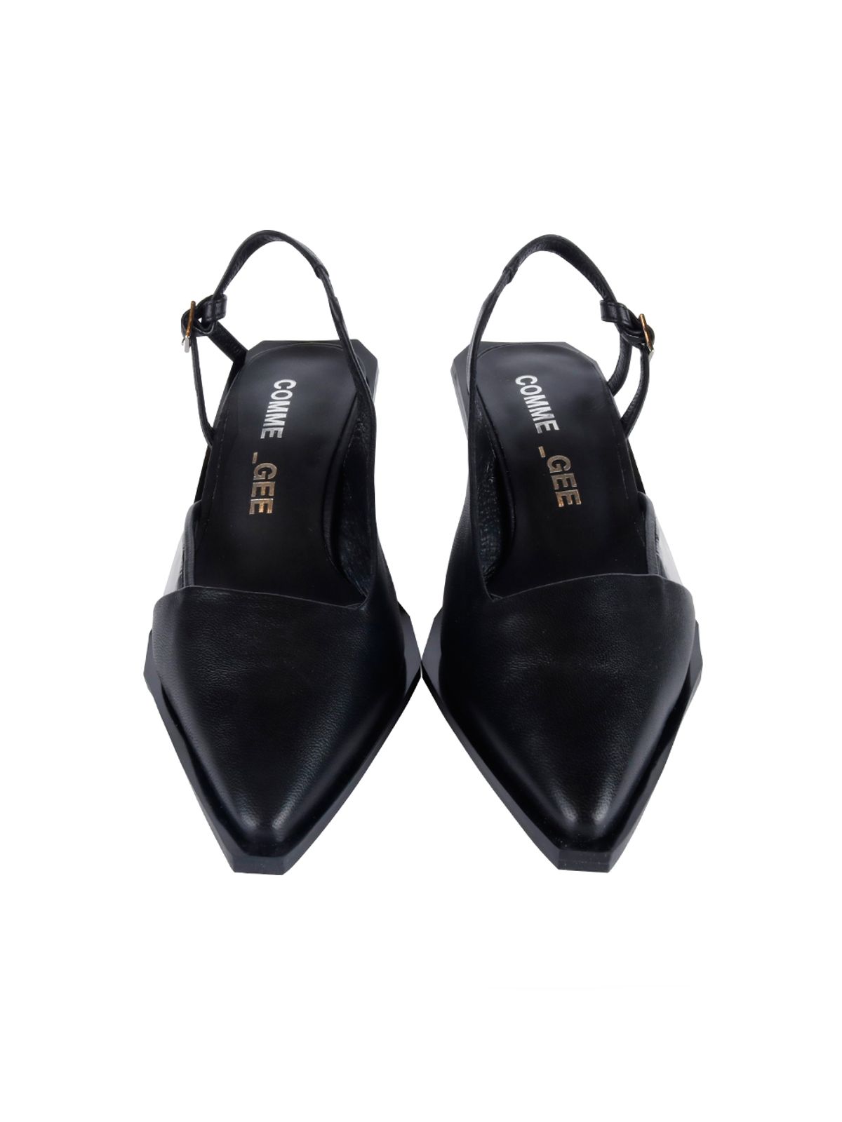 꼼므지(COMMEGEE) [BLACK LABEL] Asymmetric sling-back shoes / CG1011BK