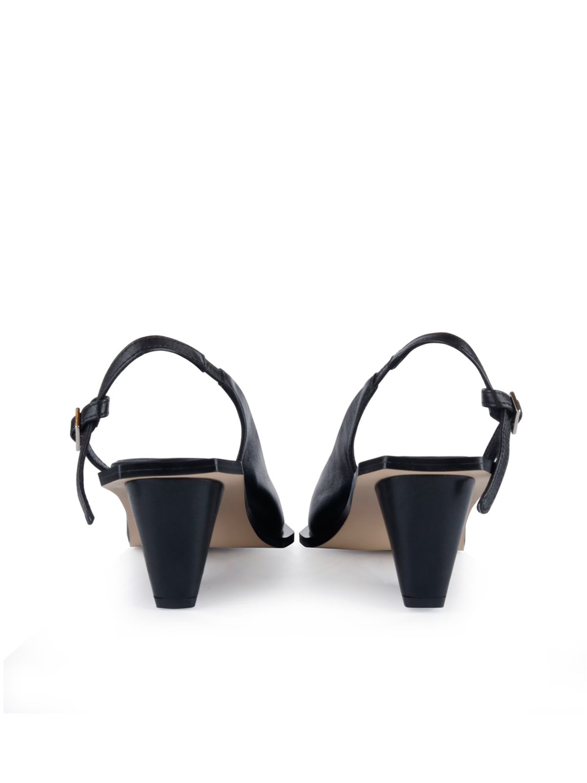 꼼므지(COMMEGEE) [BLACK LABEL] Asymmetric sling-back shoes / CG1011BK