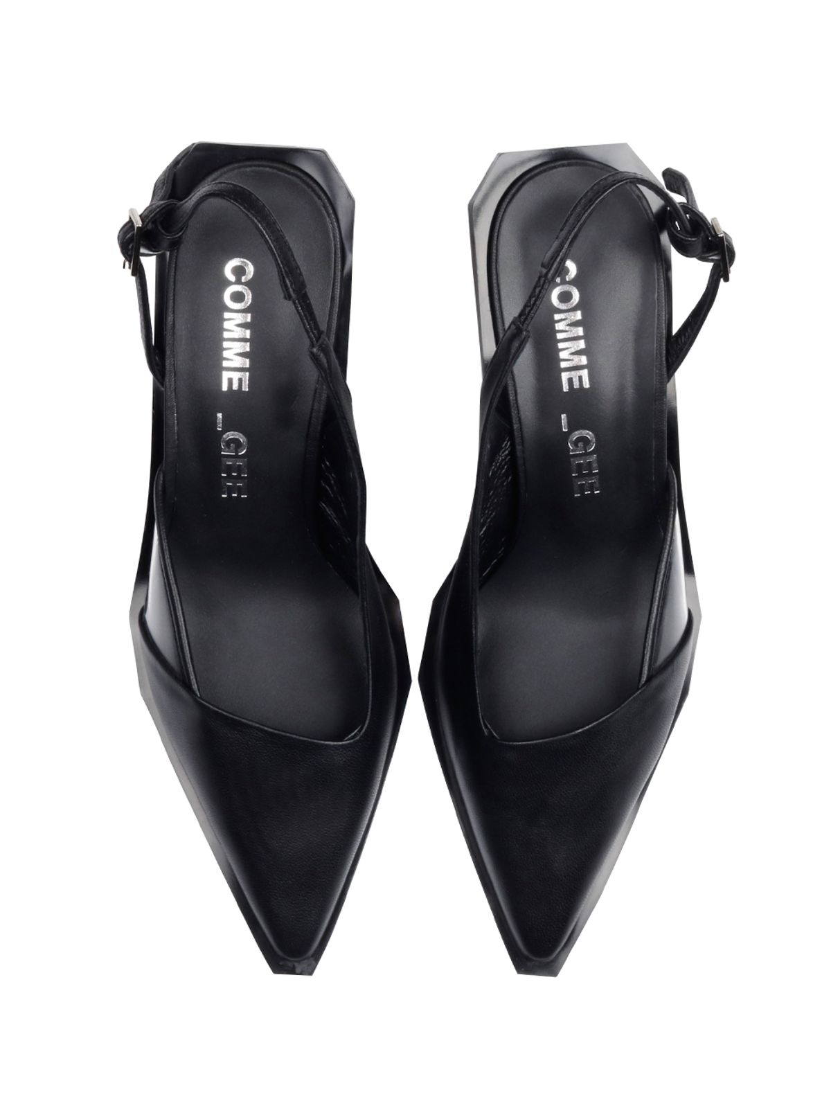 꼼므지(COMMEGEE) [BLACK LABEL] Asymmetric sling-back shoes / CG1011BK