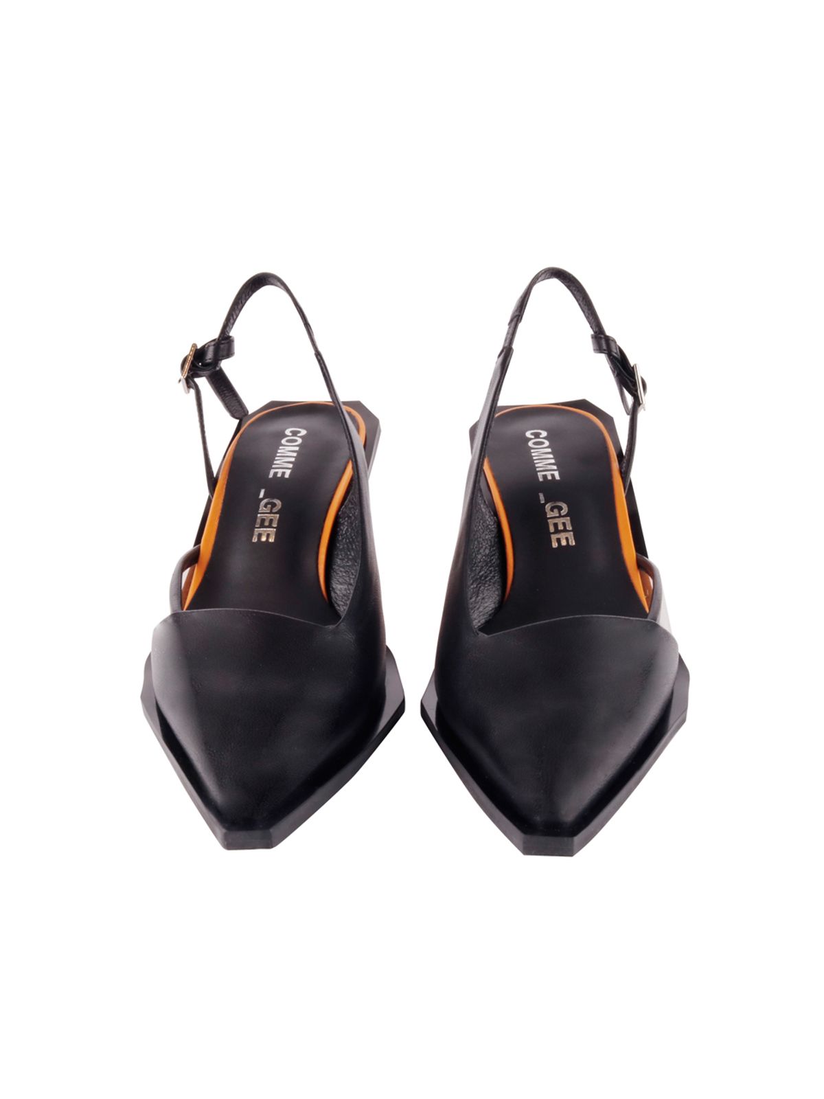 꼼므지(COMMEGEE) [BLACK LABEL] Asymmetric sling-back shoes / CG1011BKOR