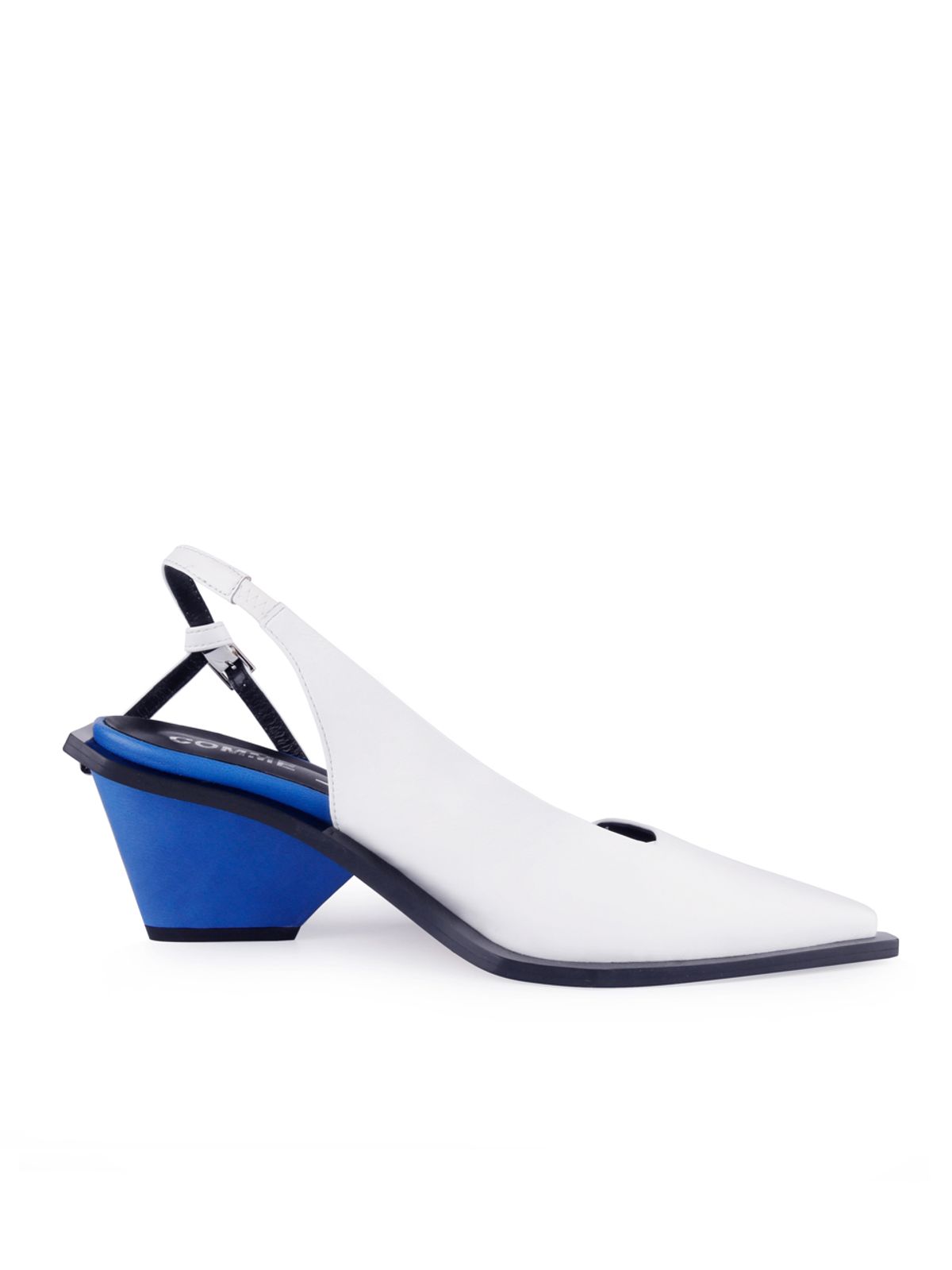 꼼므지(COMMEGEE) [BLACK LABEL] Asymmetric sling-back shoes / CG1011WHBL