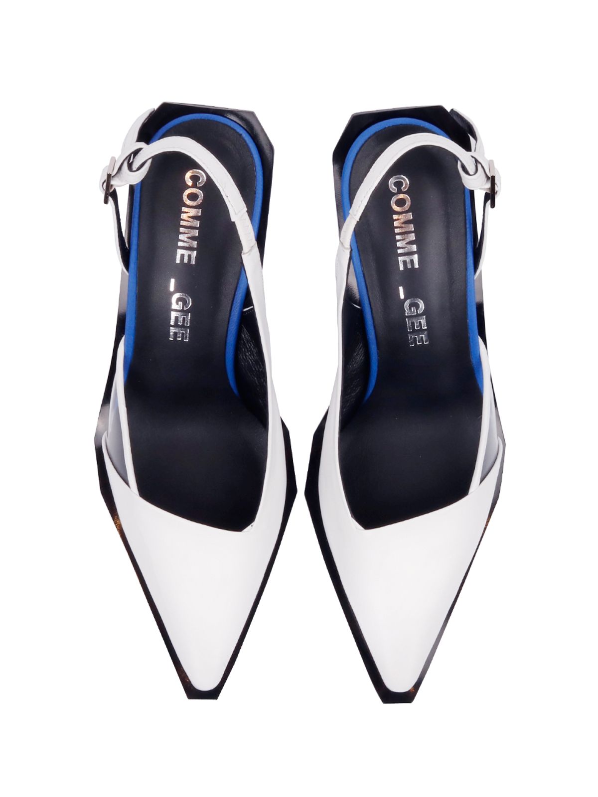 꼼므지(COMMEGEE) [BLACK LABEL] Asymmetric sling-back shoes / CG1011WHBL