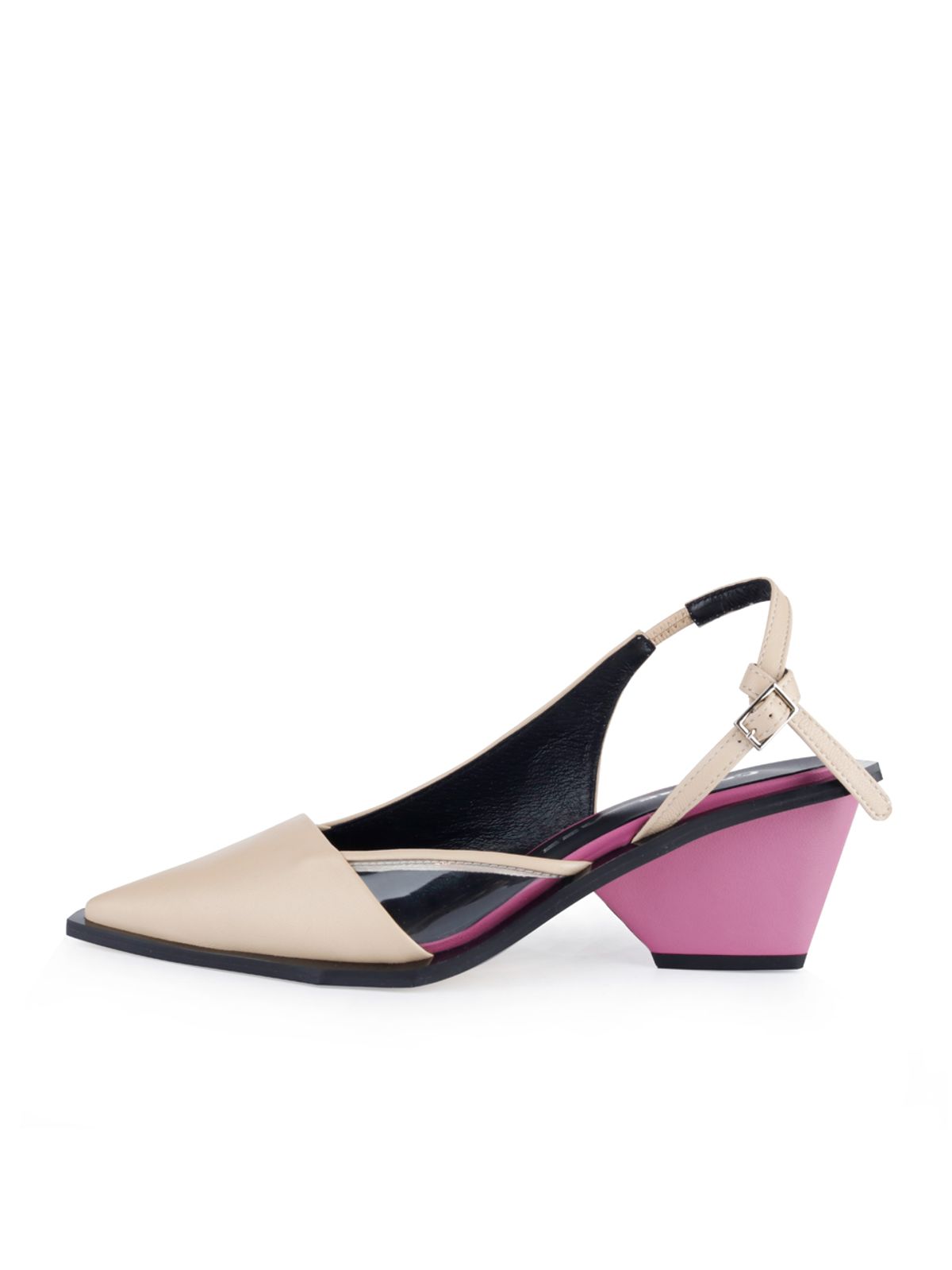 꼼므지(COMMEGEE) [BLACK LABEL] Asymmetric sling-back shoes / CG1011BEPU