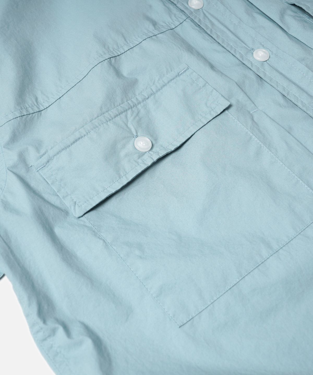 프리즘웍스(FRIZMWORKS) PAPER COTTON TRUCKER HALF SHIRT _ ASH BLUE