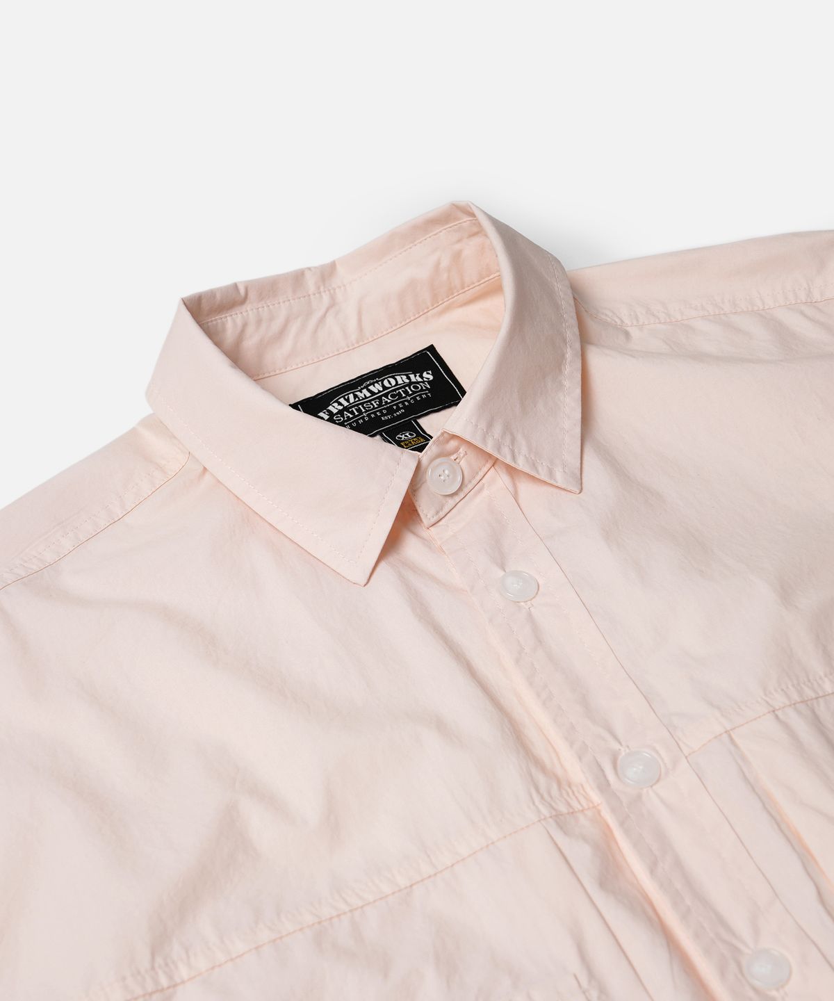 프리즘웍스(FRIZMWORKS) PAPER COTTON TRUCKER HALF SHIRT _ ASH PINK