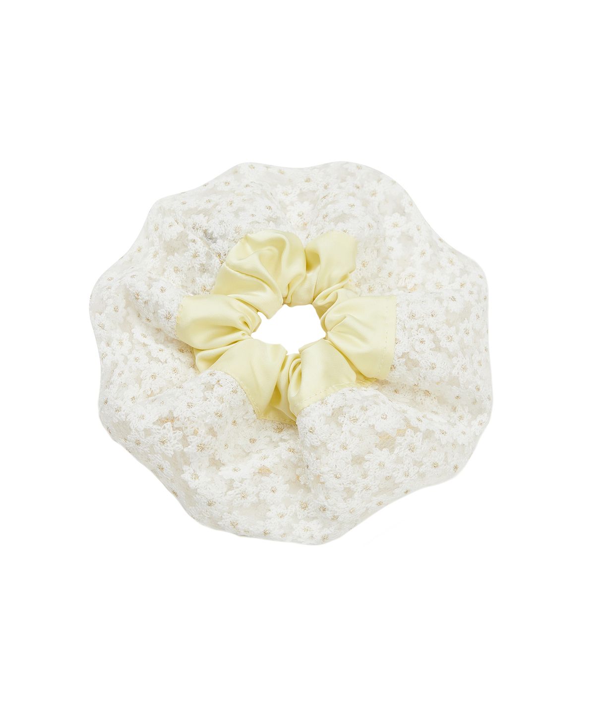 유희(YOUHEE) FLOWER SATIN SCRUNCHIE YELLOW