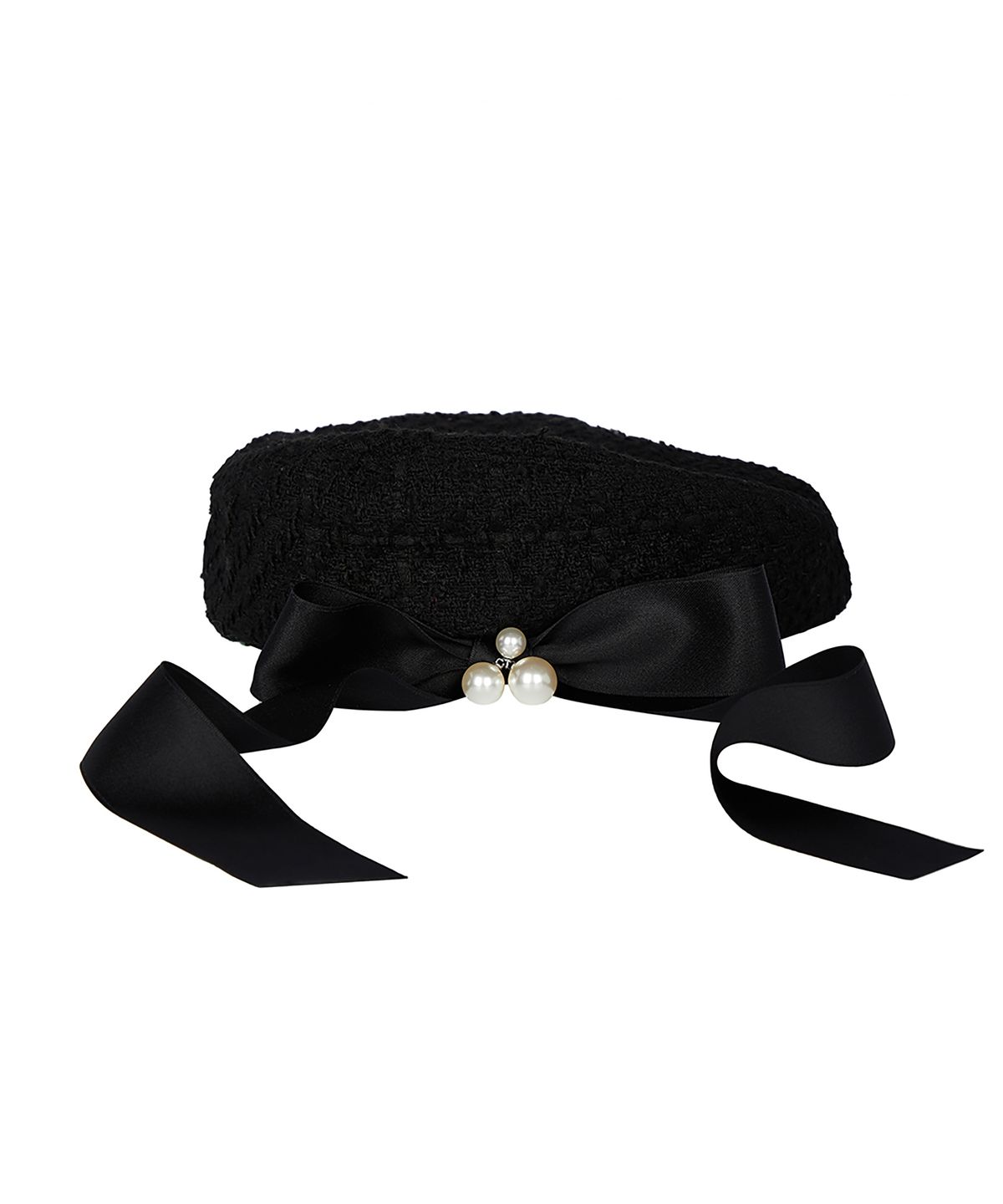 유희(YOUHEE) TWEED RIBBON BERET BLACK