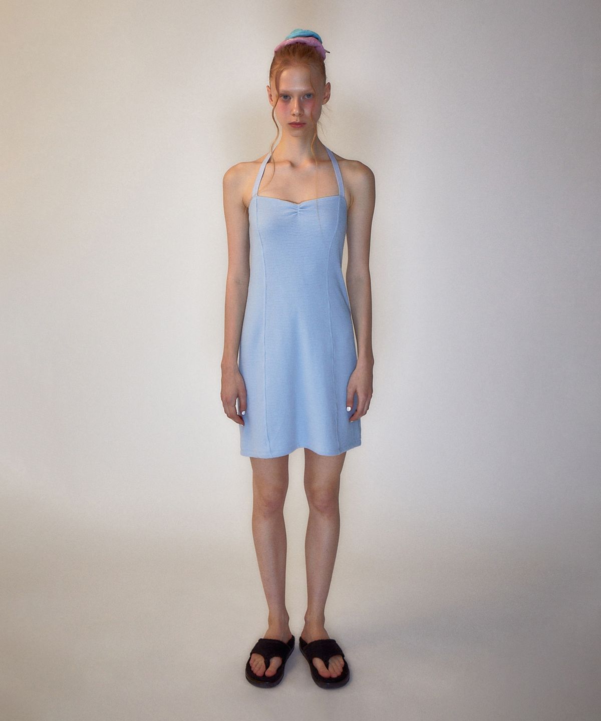 레스트앤레크레이션(REST&RECREATION) RR HALTER NECK MINI DRESS SKYBLUE
