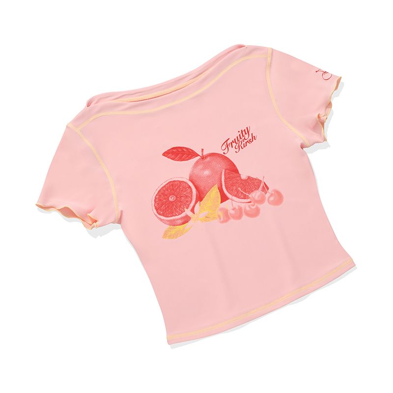 MUSINSA | KIRSH Graphic Point Short Sleeve Rash Guard [Pink]
