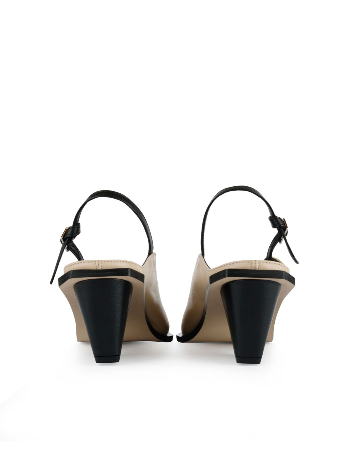 꼼므지(COMMEGEE) [BLACK LABEL] Asymmetric wave sling-back shoes / CG1015BEBK