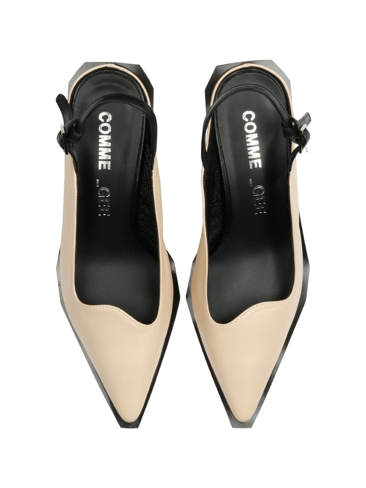 꼼므지(COMMEGEE) [BLACK LABEL] Asymmetric wave sling-back shoes / CG1015BEBK
