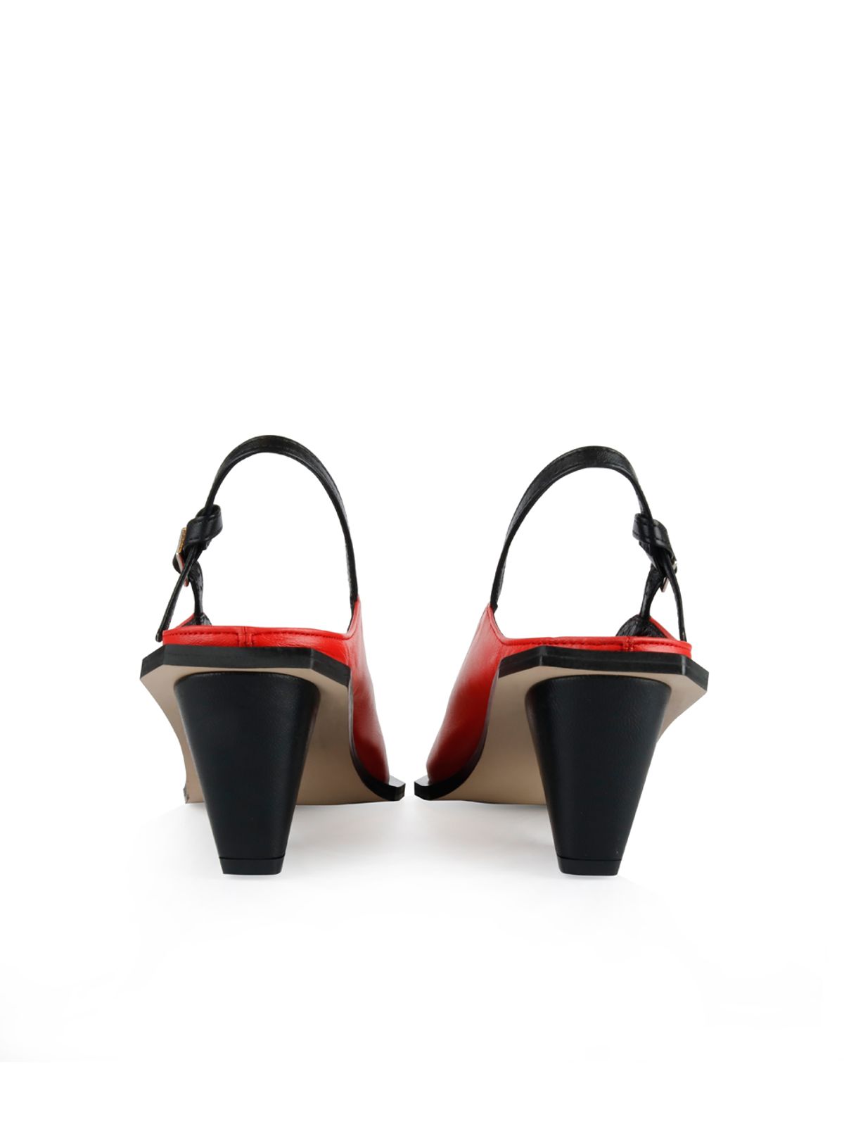 꼼므지(COMMEGEE) [BLACK LABEL] Asymmetric wave sling-back shoes / CG1015RDBK