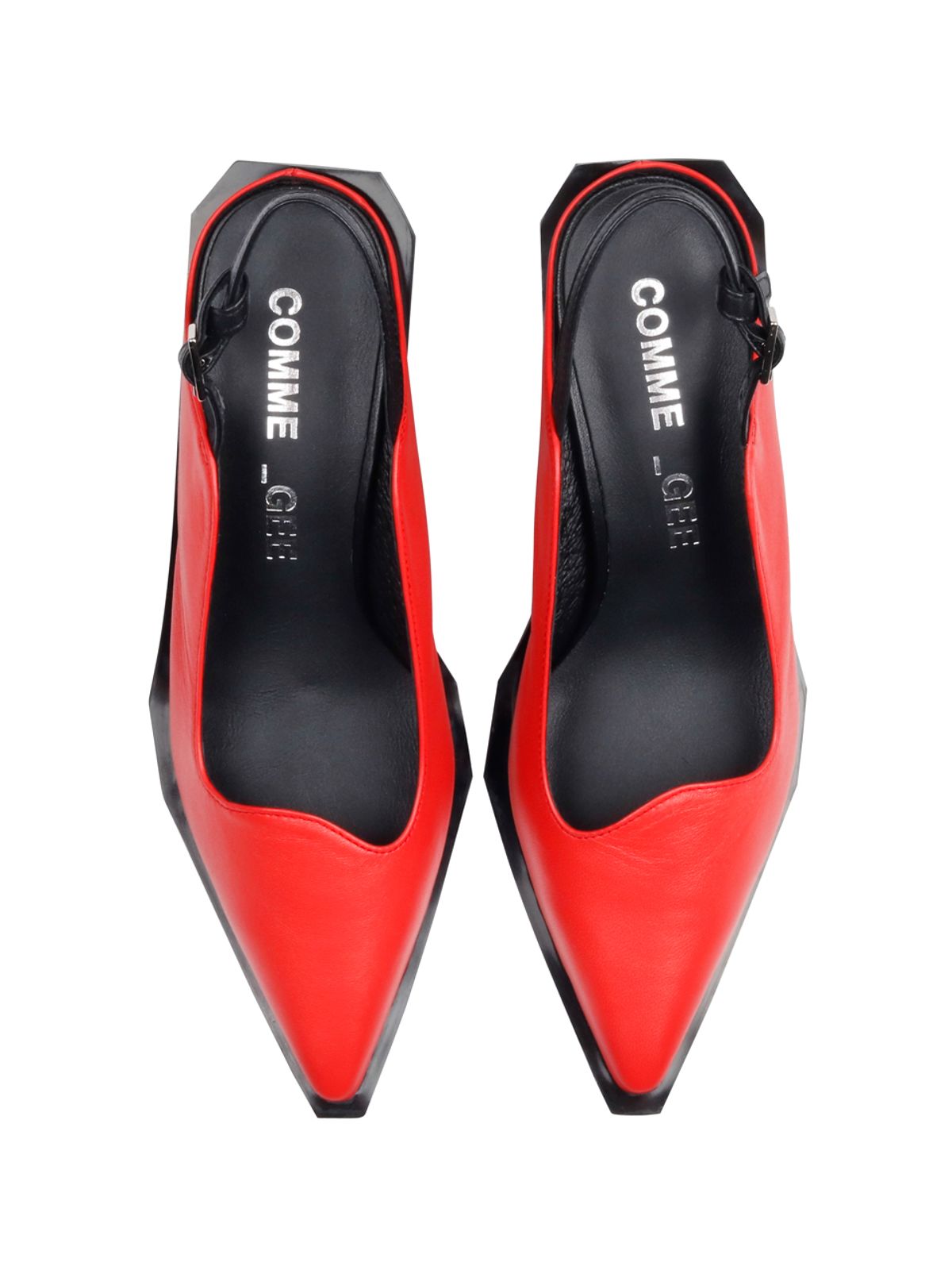 꼼므지(COMMEGEE) [BLACK LABEL] Asymmetric wave sling-back shoes / CG1015RDBK