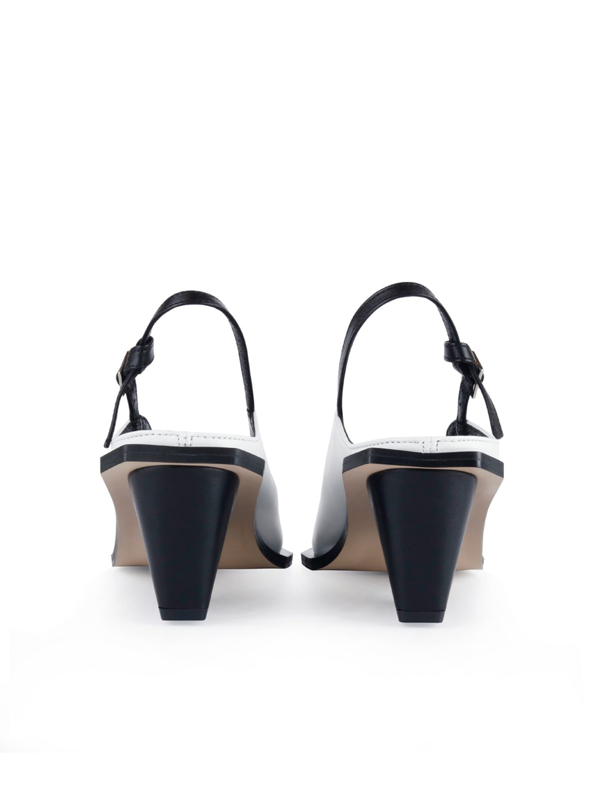 꼼므지(COMMEGEE) [BLACK LABEL] Asymmetric wave sling-back shoes / CG1015WHBK