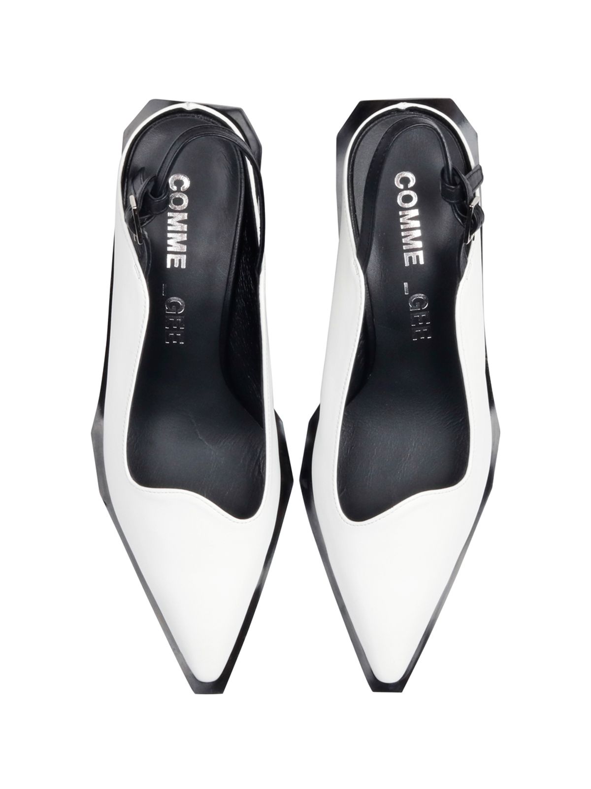 꼼므지(COMMEGEE) [BLACK LABEL] Asymmetric wave sling-back shoes / CG1015WHBK